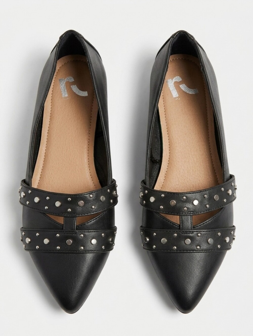 Report "Tarragon" Black Studded Pointed Toe Ballet Flats Size 8W